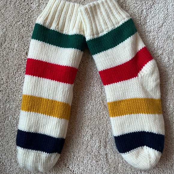Hudson Bay Striped, Faux fur Lined Socks Slipper - Picture 1 of 2